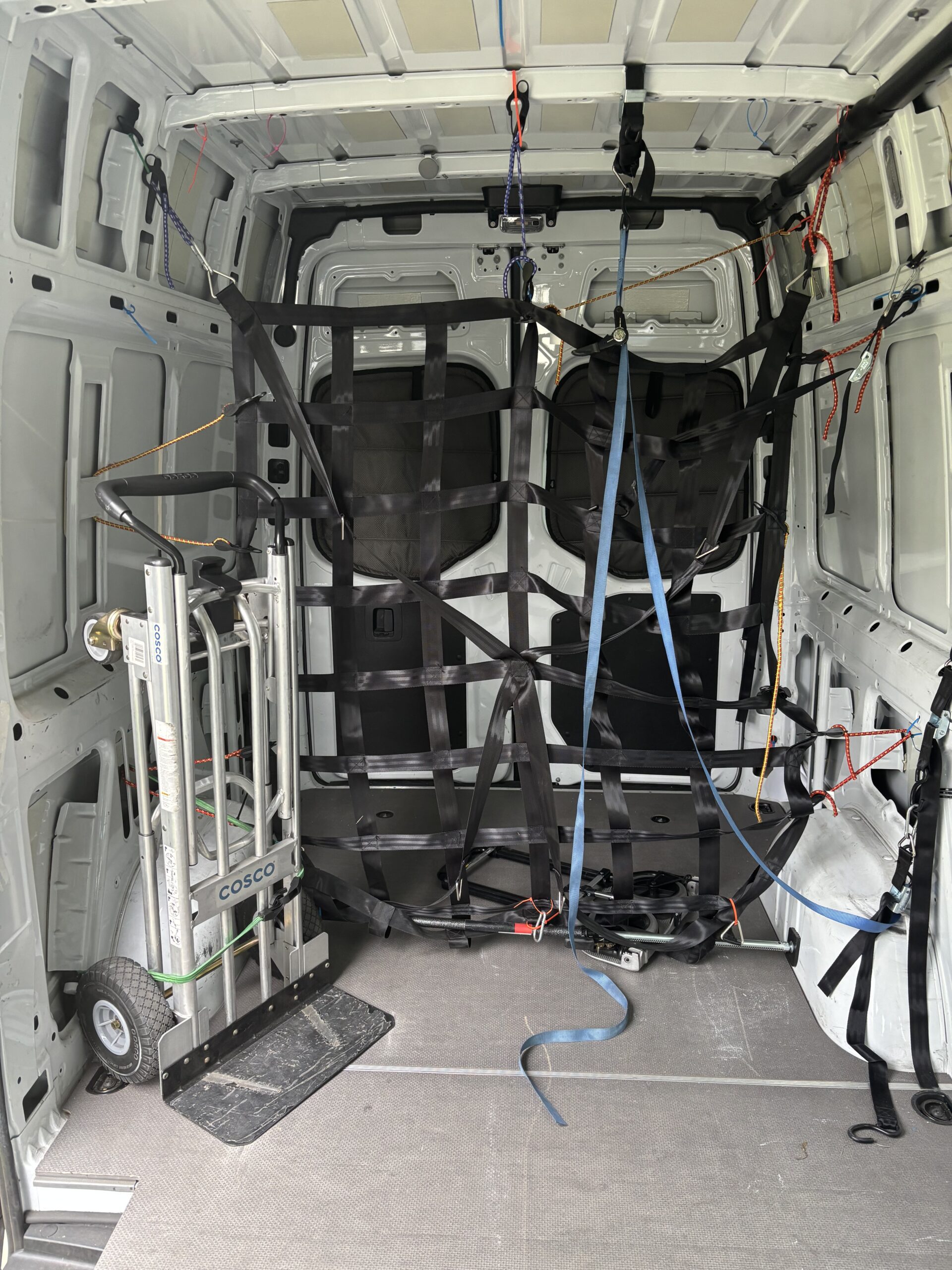 Interior cargo area with delivery equipment
